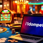 i1dompet's vibrant online casino scene with engaging players at roulette and poker tables.